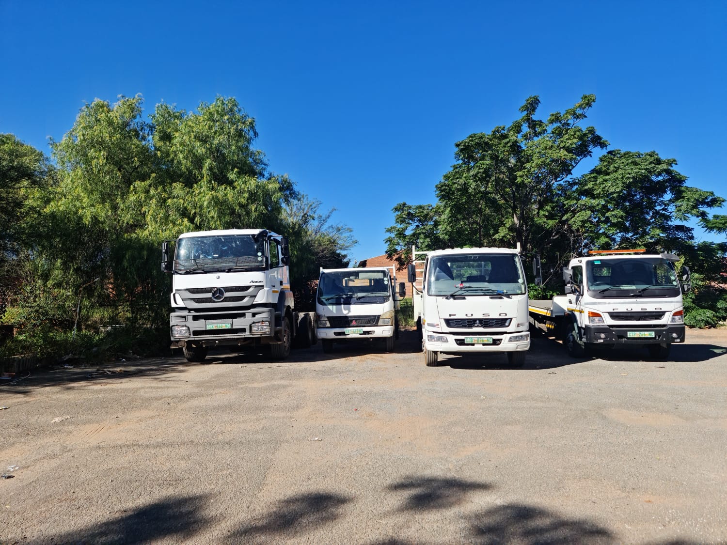 Aurex tipper trucks on a road-works site